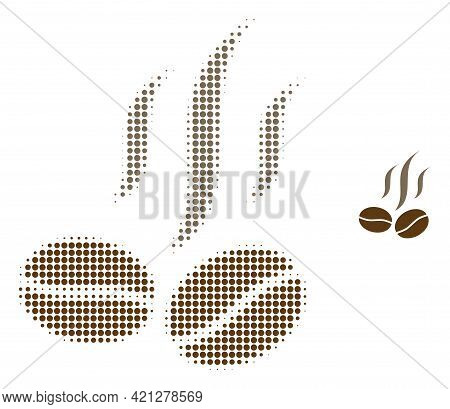 Coffee Beans Smell Halftone Dotted Icon Illustration. Halftone Array Contains Round Points. Vector I