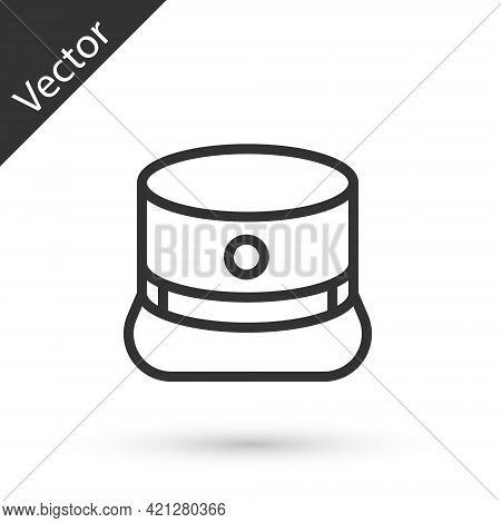 Grey Line Kepi Icon Isolated On White Background. Cap Army Uniform Headgear. Historic General Hat. V