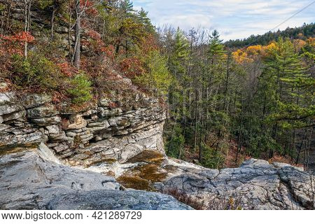 A Rocky Overhang In Lake Minnewaska State Park In Ulster County New York.