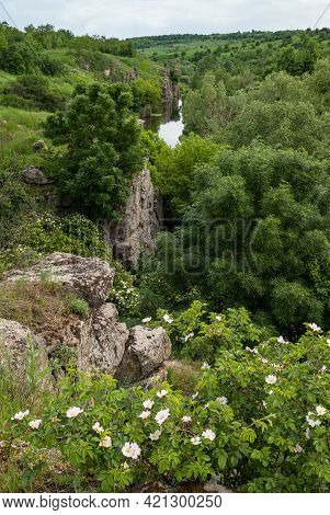 Buky Canyon Summer Landscape, Hirskyi Tikych River, Cherkasy Region, Ukraine.