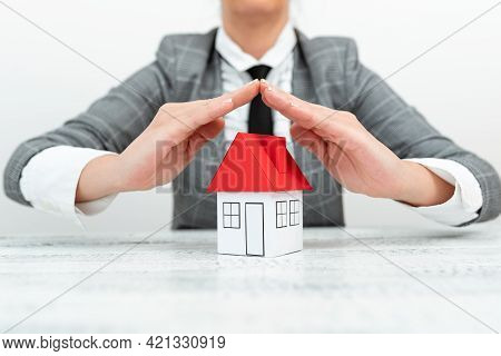 Lady Presenting New Home Insurance Deals In Outfit, Business Woman Showing Possible Mortegage Oppurt