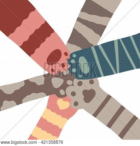 Cat Paw. Funny Kitten Flat Design. Pets Frendship Concept.