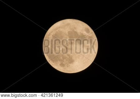 Closeup Of The Super Fullmoon In The Summer