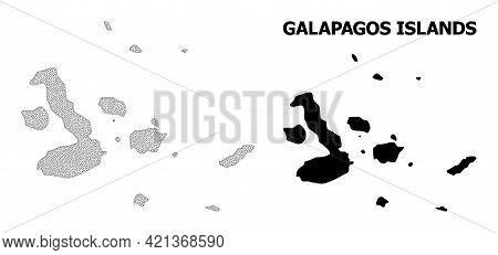 Polygonal Mesh Map Of Galapagos Islands In High Resolution. Mesh Lines, Triangles And Dots Form Map 