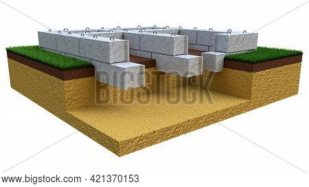Precast Cement Panel Base, Isolated Industrial 3d Rendering
