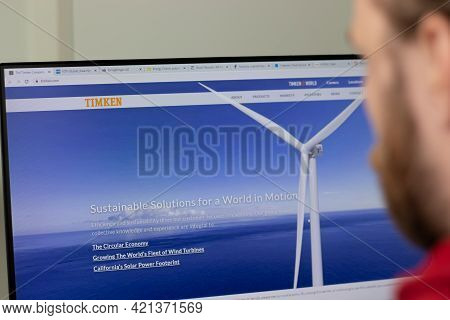 New York, Usa - 1 May 2021: Timken Company Website With Logo On Screen, Illustrative Editorial