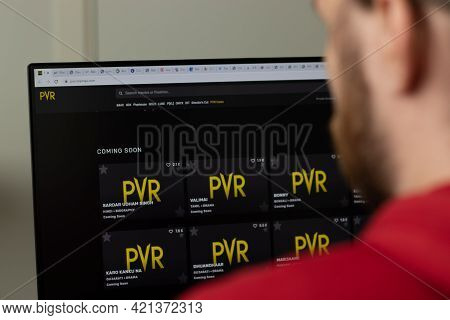 New York, Usa - 1 May 2021: Pvr Cinemas Company Website With Logo On Screen, Illustrative Editorial