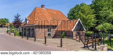 Panorama Of The Historic Water Mill Molenhuisje In The Center Of Ootmarsum, Netherlands