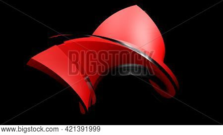 Abstract Red And Glass Icon On Black Background - 3d Rendering Illustration