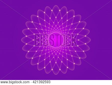 Bright Purple Lotus, Flower Of Life. Sacred Geometry. Symbol Of Harmony And Balance. Sign Of Purity.
