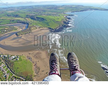 Paragliding Above The South Devon Coast, England