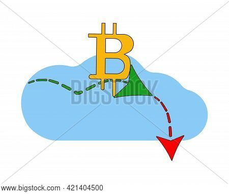 Energy Consumption Design. Bitcoin Concept. Bitcoin Cloud Technology. Virtual Money. Bitcoin Stock G