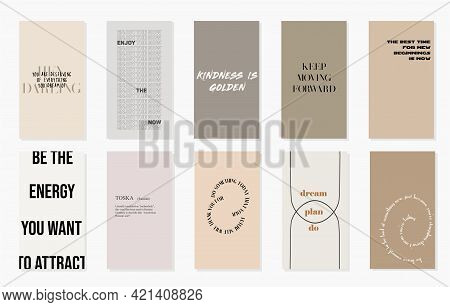 Design backgrounds for social media banner.Set of quotes for instagram stories or post.Vector cover. Mockup for personal blog or shop.Layout for promotion.Endless square puzzle.