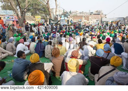 New Delhi, India - December 07, 2020 : Farmers Are Protesting Against The New Farm Laws In India, Fa