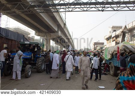New Delhi, India - December 07, 2020 : Farmers Are Protesting Against The New Farm Laws In India, Fa