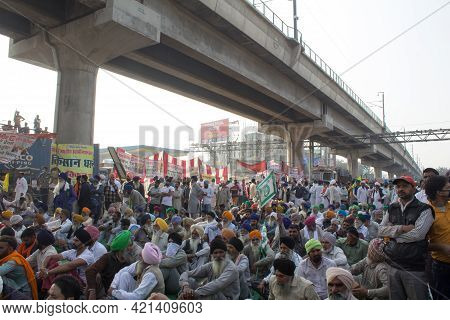 New Delhi, India - December 07, 2020 : Farmers Are Protesting Against The New Farm Laws In India, Fa