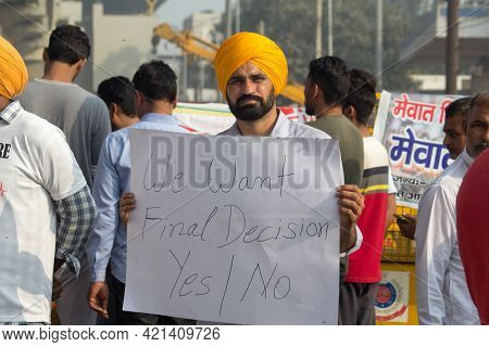 New Delhi, India - December 07, 2020 : Farmers Are Protesting Against The New Farm Laws In India, Fa