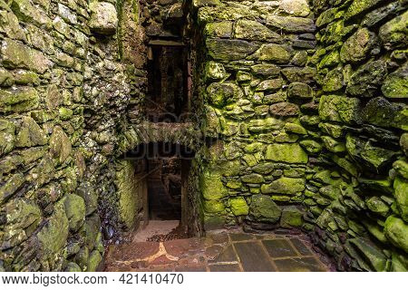 View Of The Ruins Of The 13th Century Dunnottar Castle, Medieval Fortress. Stonehaven, Aberdeenshire