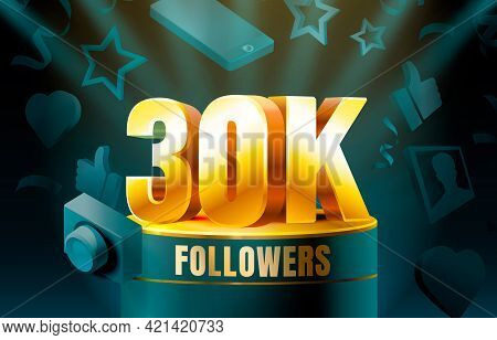 Thank You Followers Peoples, 30k Online Social Group, Happy Banner Celebrate, Vector