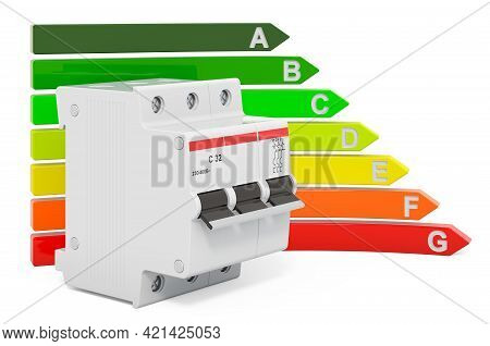 Circuit Breaker With Energy Efficiency Chart, 3d Rendering Isolated On White Background