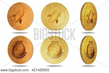 Stellar Xlm Cryptocurrency Symbol Golden Coin Illustration