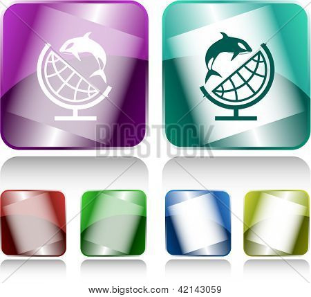 Globe og shamoo. Internet knapper. Raster illustration.