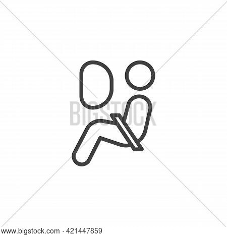 Car Airbag Line Icon. Linear Style Sign For Mobile Concept And Web Design. Airbag Indicator Outline 
