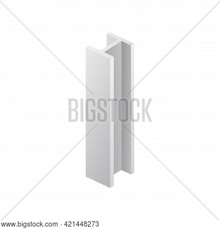 Mockup Of Steel Beam With With Two Slots, Realistic Vector Illustration Isolated.