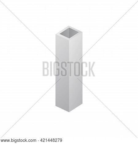 Square Construction Steel Beam Template, Realistic Vector Illustration Isolated.