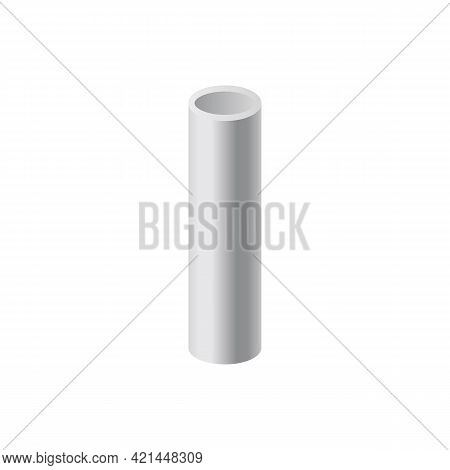 Part Of Construction Steel Pipe Or Beam, Realistic Vector Illustration Isolated.