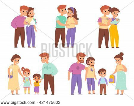 Family Development Stages. Happy Couple Life, Relationship Between Man And Woman Periods, Pregnant W
