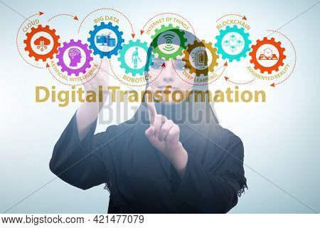 Businessman in digital transformation concept