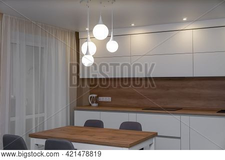 Beautiful Modern Minimalistic Interior Of A Bright Kitchen