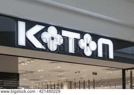 Koton Logo Store-a Sign Above A Clothing And Cotton Products Store Of A Turkish Manufacturer. Krasno