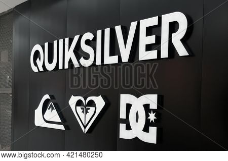 Quiksilver Logo Store Shopping. Quiksilver Is An International Brand Of Sportswear, Leading Maker Of