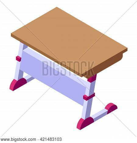 Ergonomic School Table Icon. Isometric Of Ergonomic School Table Vector Icon For Web Design Isolated