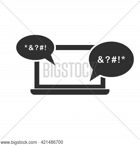 Cyber Bullying Icon. Cyberbullying Victim. Abuse, Internet Online Hate, Swear And Insult Concept. Ic