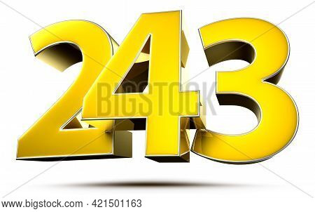 243 Gold 3D Illustration On White Background With Clipping Path.
