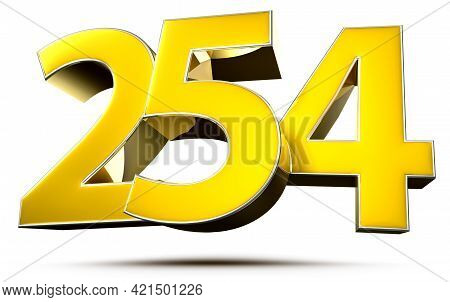 254 Gold 3D Illustration On White Background With Clipping Path.