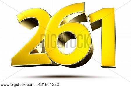 261 Gold 3D Illustration On White Background With Clipping Path.