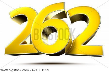 262 Gold 3D Illustration On White Background With Clipping Path.