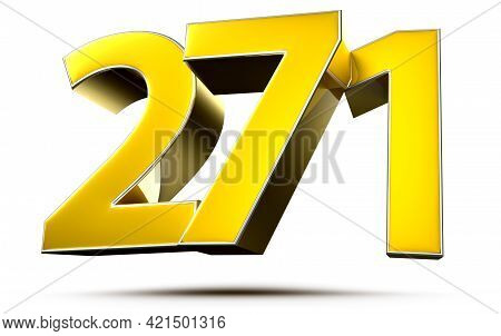 271 Gold 3D Illustration On White Background With Clipping Path.