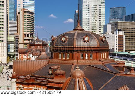 Tokyo, Japan - March 5: Tokyo Station Beautiful Domes Restored To Its Pre-war Meiji Style Condition 