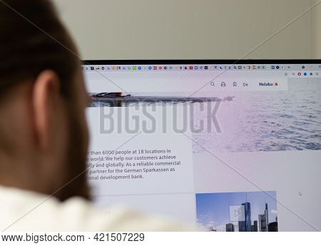 New York, Usa - 1 May 2021: Helaba Company Website On Screen, Illustrative Editorial