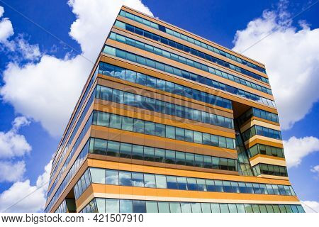 Groningen, Netherlands - May 20, 2021: Modern Office Building In The Europapark Area In Groningen, N