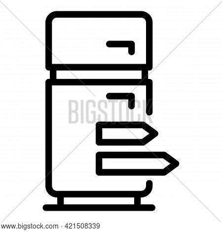 Energy Consume Fridge Icon. Outline Energy Consume Fridge Vector Icon For Web Design Isolated On Whi
