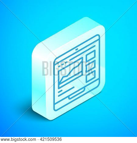 Isometric Line Trading Courses Icon Isolated On Blue Background. Distance Learning Finance Managemen