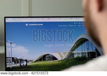 New York, Usa - 1 May 2021: Kumagai Gumi Company Website On Screen, Illustrative Editorial