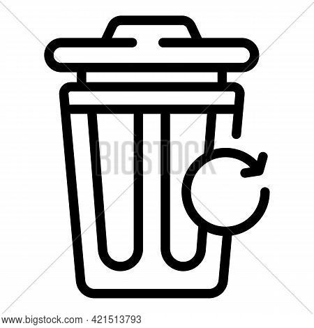 Trash Bin Recovery Icon. Outline Trash Bin Recovery Vector Icon For Web Design Isolated On White Bac