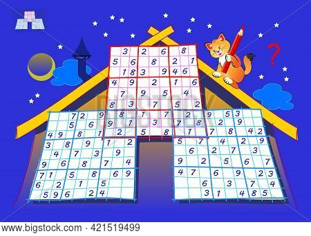 Logic Sudoku Puzzle Game For Children And Adults. Difficult Level. Play Online. Memory Training Exer